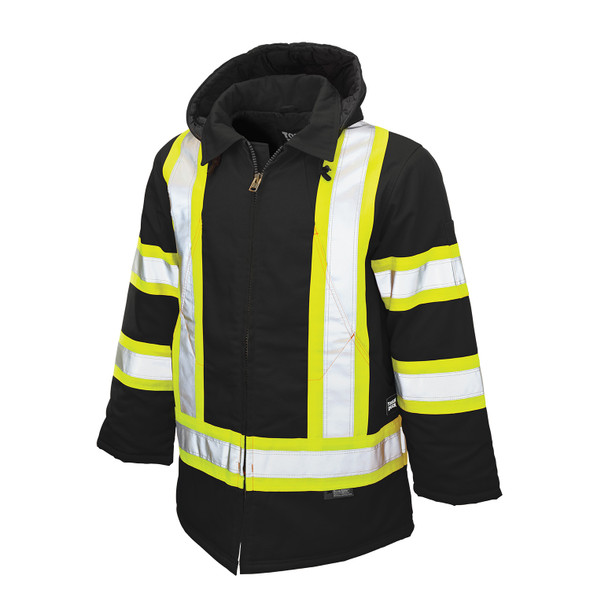 Tough Duck Class 1 Hi Vis Two-Tone X-Back Black Cotton Duck Parka S157-BLK Front